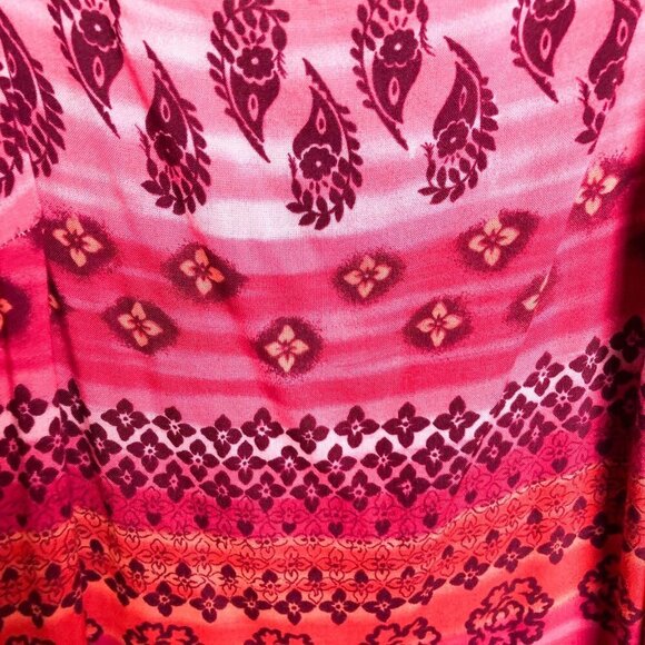 Vintage 90s No Boundaries Pink Tie Waist Colorful Aztec Printed Maxi Dress small - Picture 9 of 9